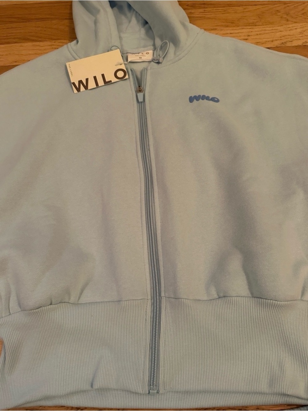 WILO Light Blue Cozy Fleece Zip Hoodie & Drawstring Shorts Set- NWT!Size M - Picture 5 of 9